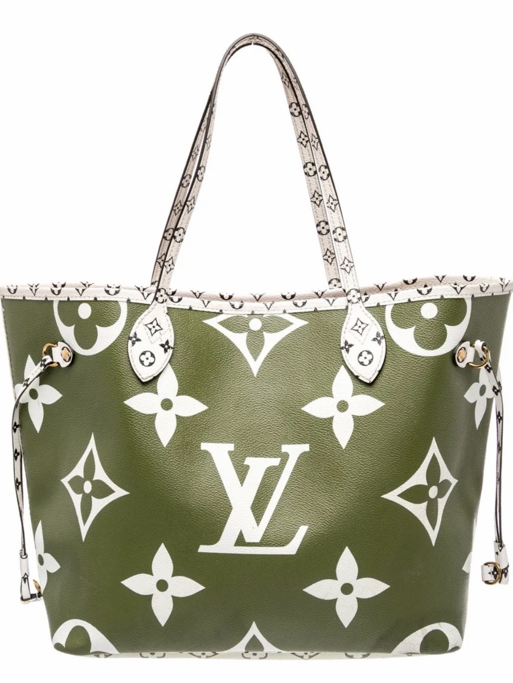 Louis Vuitton Olive Green and White Monogram Large Tote with White Pouch - Picture 5 of 15